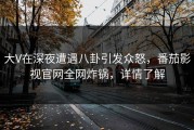 大V在深夜遭遇八卦引发众怒，番茄影视官网全网炸锅，详情了解