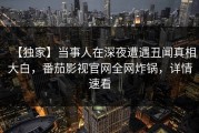 【独家】当事人在深夜遭遇丑闻真相大白，番茄影视官网全网炸锅，详情速看