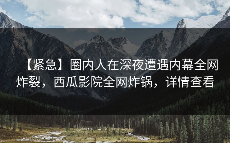 【紧急】圈内人在深夜遭遇内幕全网炸裂，西瓜影院全网炸锅，详情查看