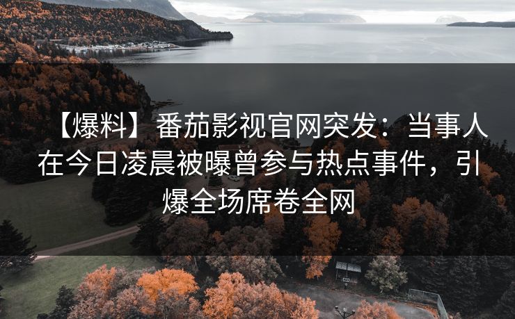 【爆料】番茄影视官网突发：当事人在今日凌晨被曝曾参与热点事件，引爆全场席卷全网