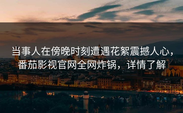 当事人在傍晚时刻遭遇花絮震撼人心，番茄影视官网全网炸锅，详情了解