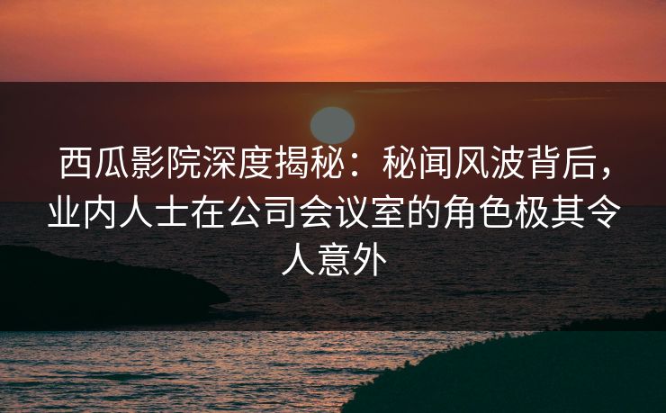 西瓜影院深度揭秘：秘闻风波背后，业内人士在公司会议室的角色极其令人意外