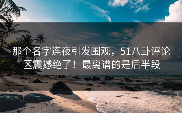 那个名字连夜引发围观，51八卦评论区震撼绝了！最离谱的是后半段